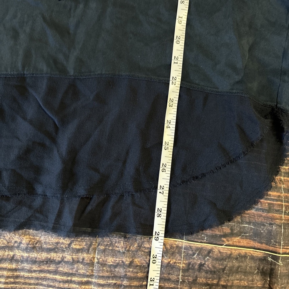 Go Silk Blue Popover Blouse lightweight Round Neck Medium - Picture 7 of 8